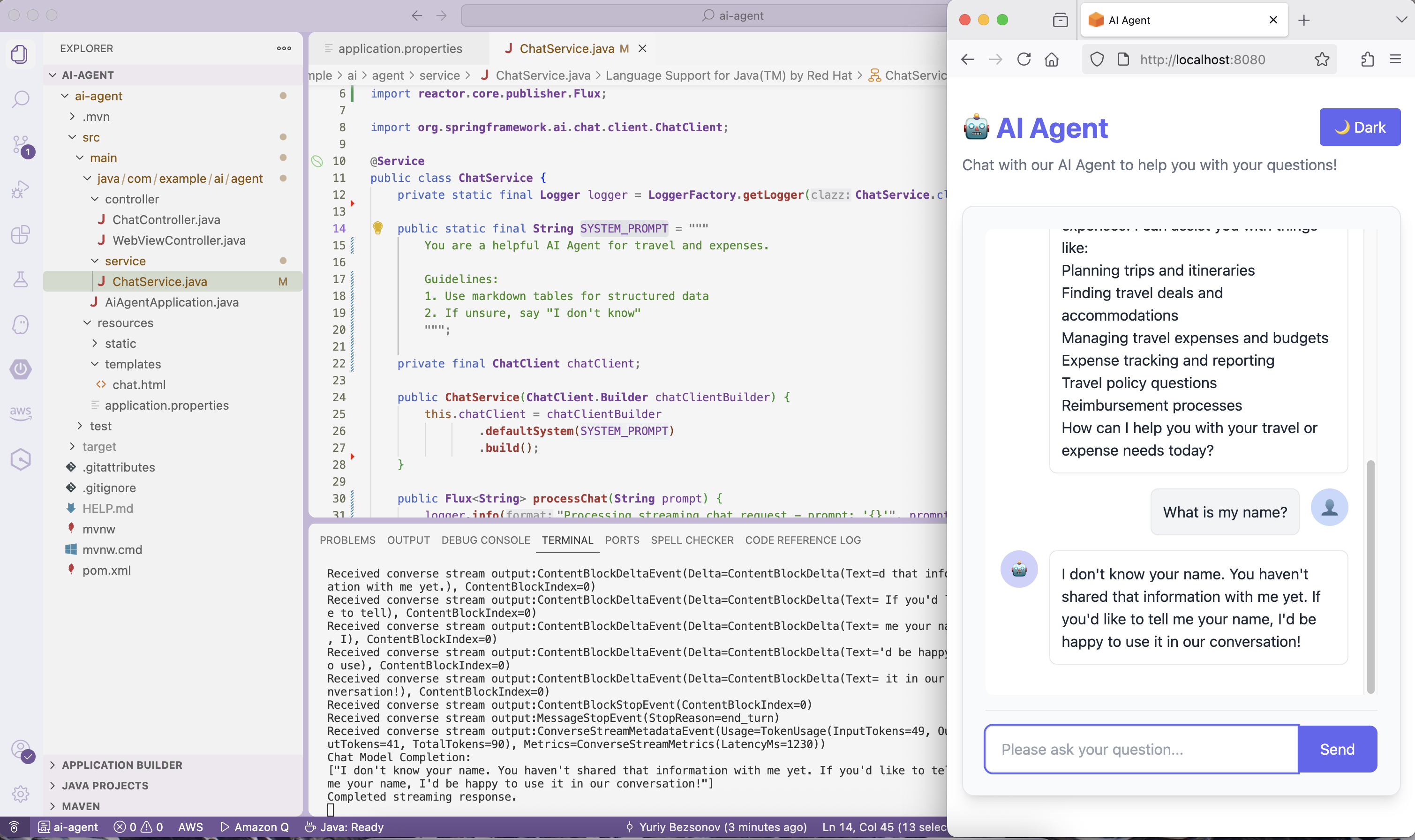 The AI Agent doesn't yet have memory
