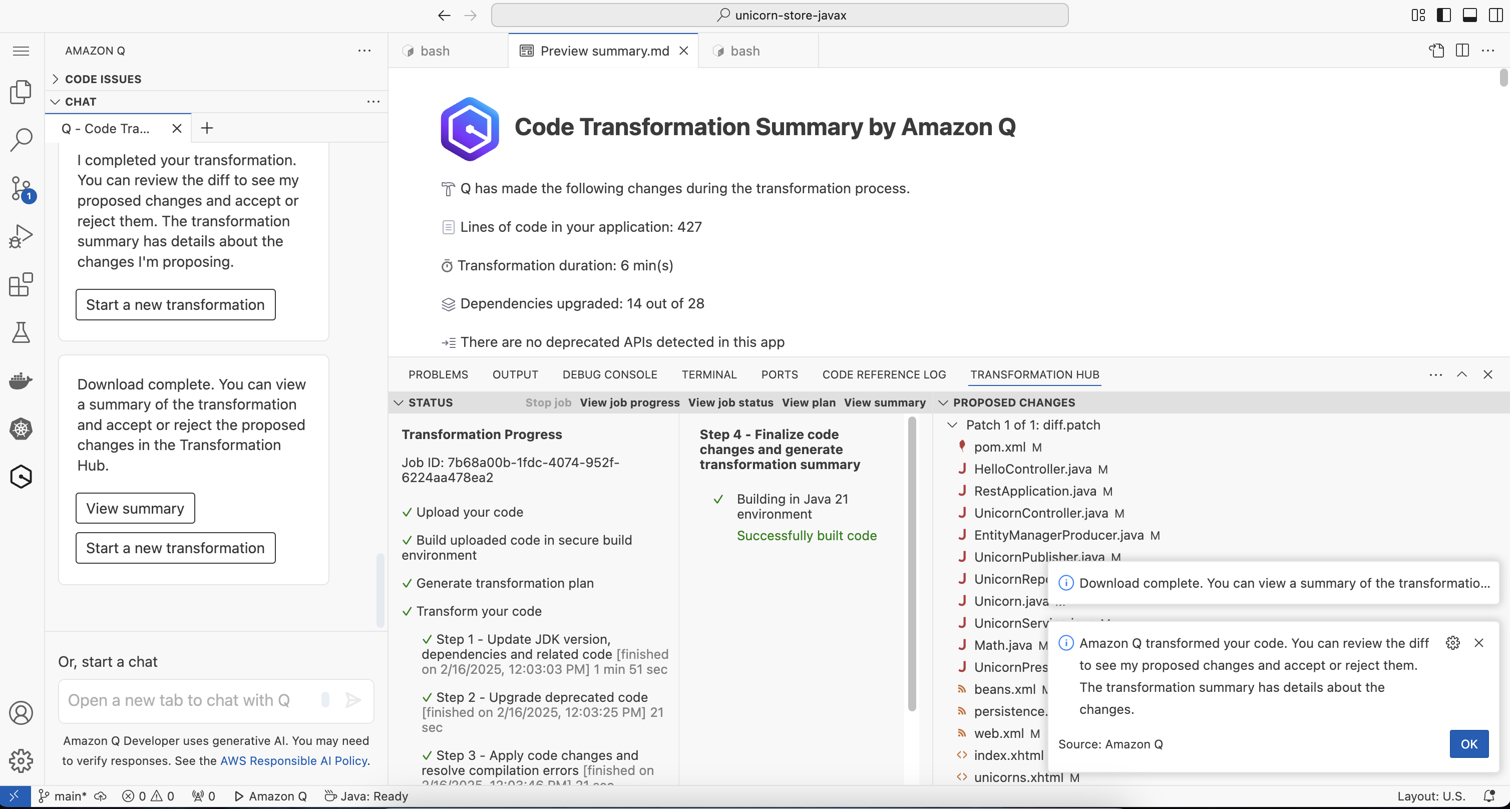 Finish transformation